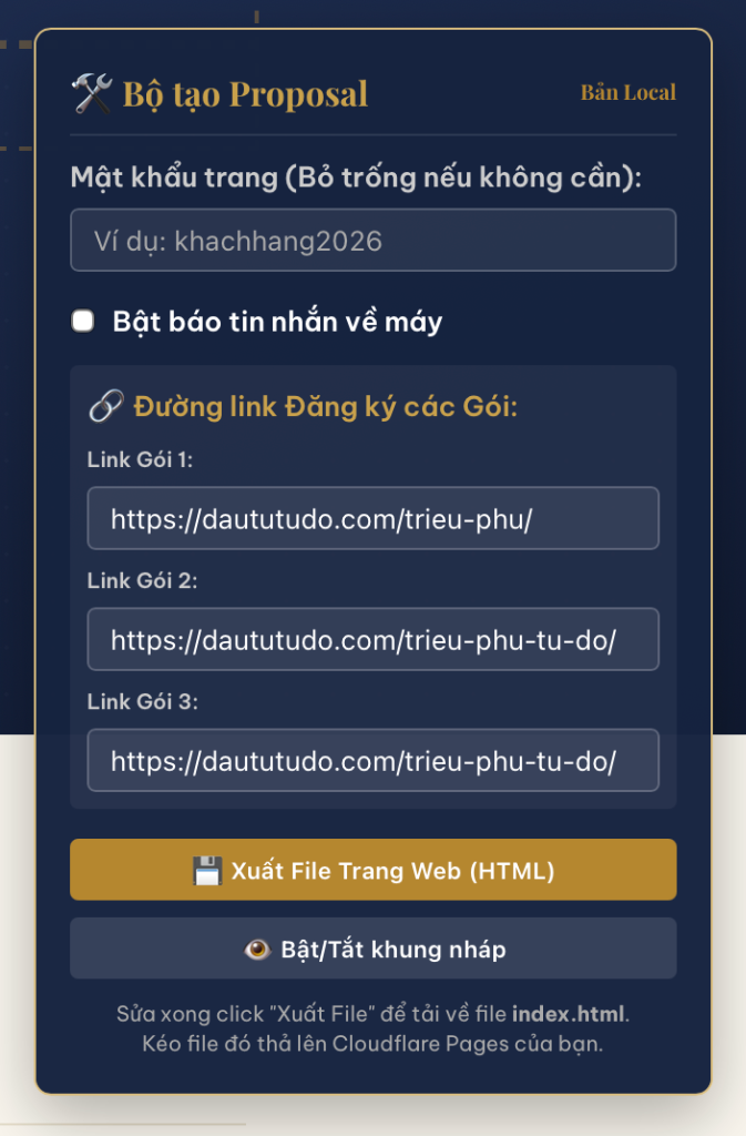 Cấu hình hộp điều khiển